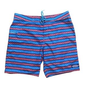 Vineyard Vines Mens Board Shorts Swim Blue Pink Patterned Sz. 35